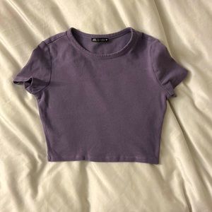 cropped purple tee from Zara